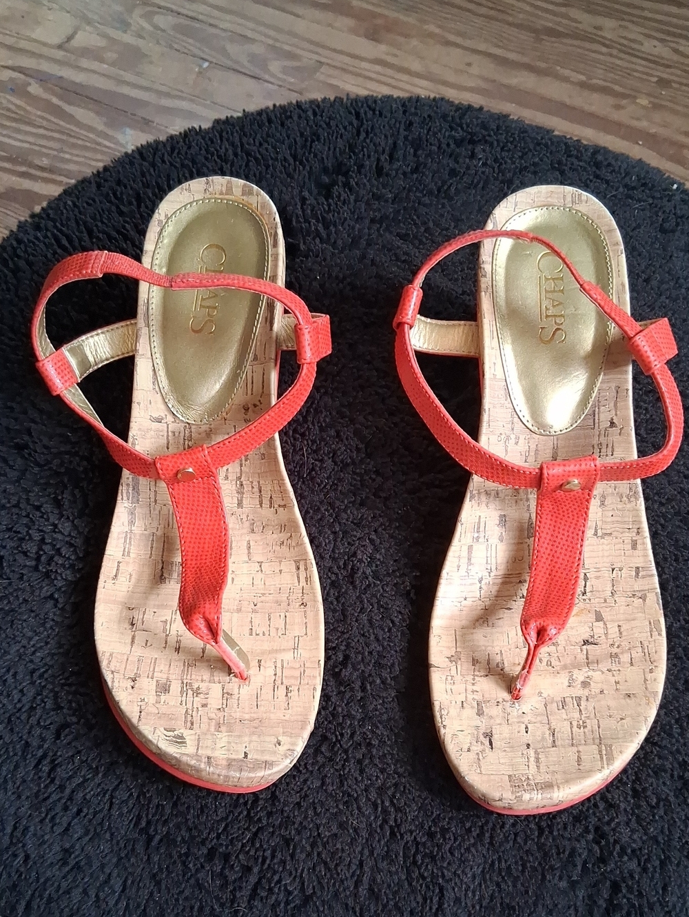 Chaps Women’s Red Cork Thong Sandals 🔥